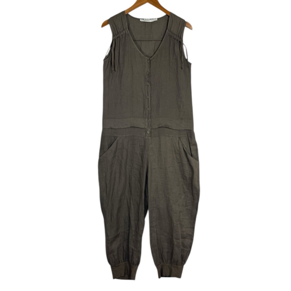 la fee Maraboutee Linen Jumpsuit in Dark Taupe/ Brown Womens French Size 38/ Med